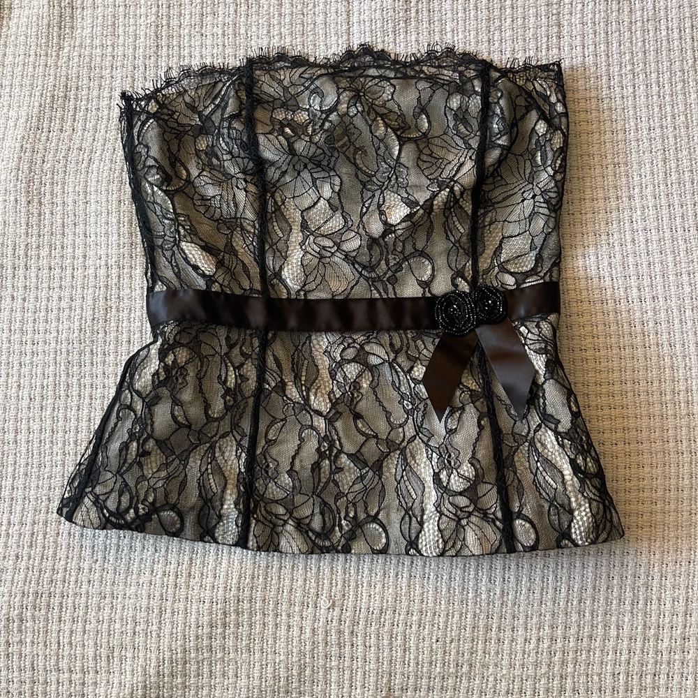 Ann Taylor- Black Lace Bustier Top